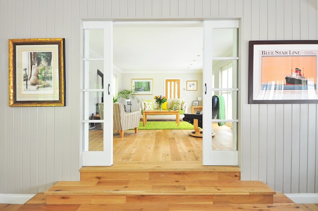 Interior of a home with double doors